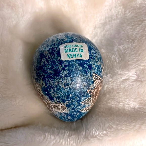 AFRICAN HAND CARVED ETCHED SEA TURTLE DECORATIVE STONE EGG FROM KENYA 🇰🇪 - Picture 4 of 8